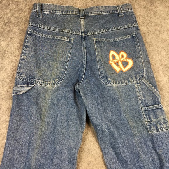 Vintage Other - Vintage Fubu Jeans 38 Men Y2K 90s Hip Hop Embroidered Logo Baggy Carpenter Loose
